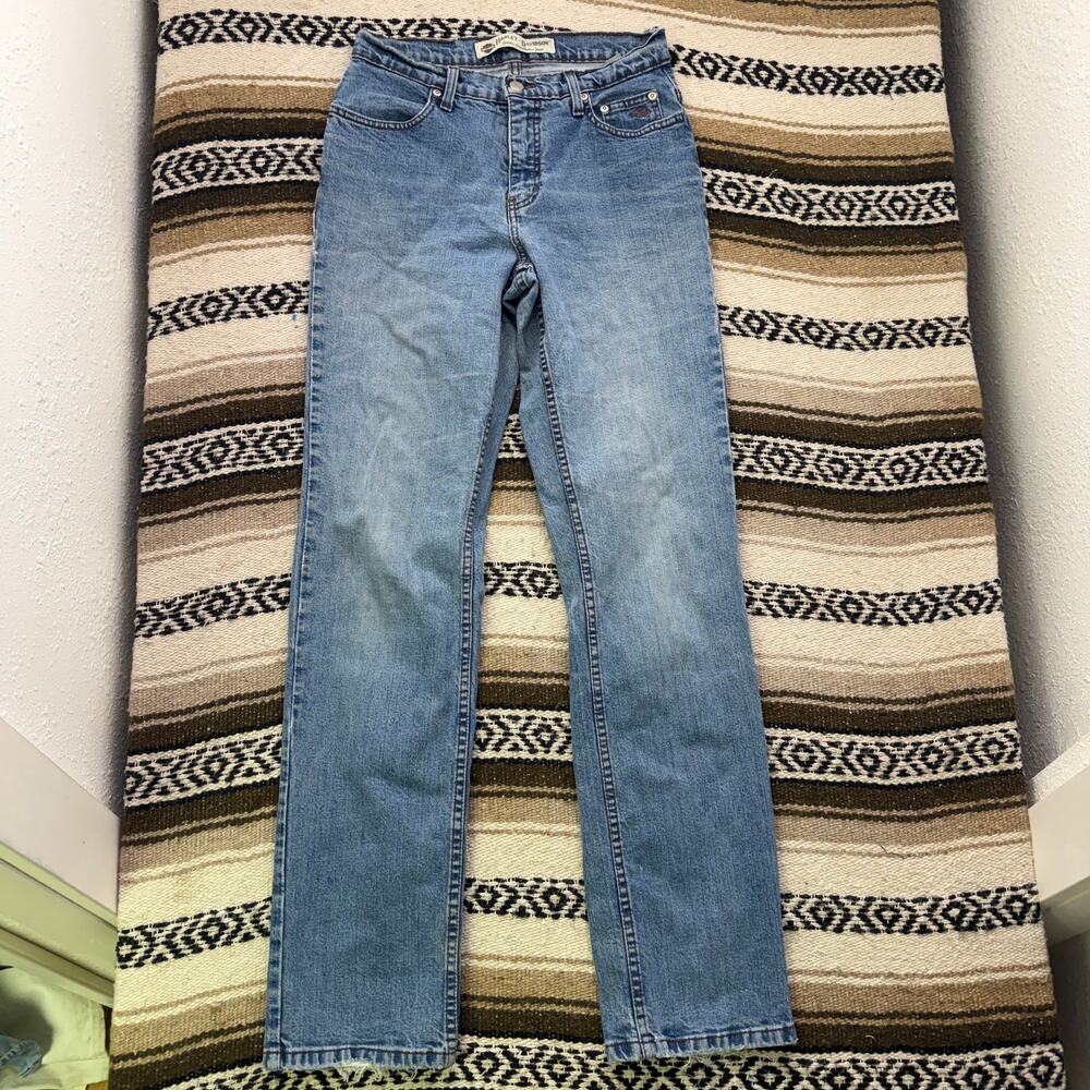 Women's Vintage Y2k Harley Davidson Light Wash Straight Biker Blue Jeans Sz 6 L